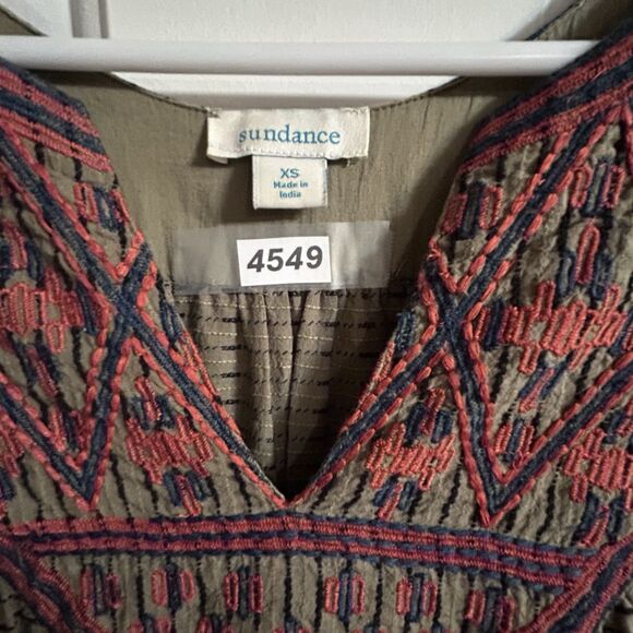 Sundance Amaal Green Sleeveless Tiered Embroideried Maxi Dress Pockets  XS Boho - Picture 10 of 10